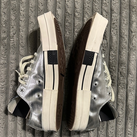 Converse Turbork Metallic Silver and Cream Sneakers - Picture 2 of 4